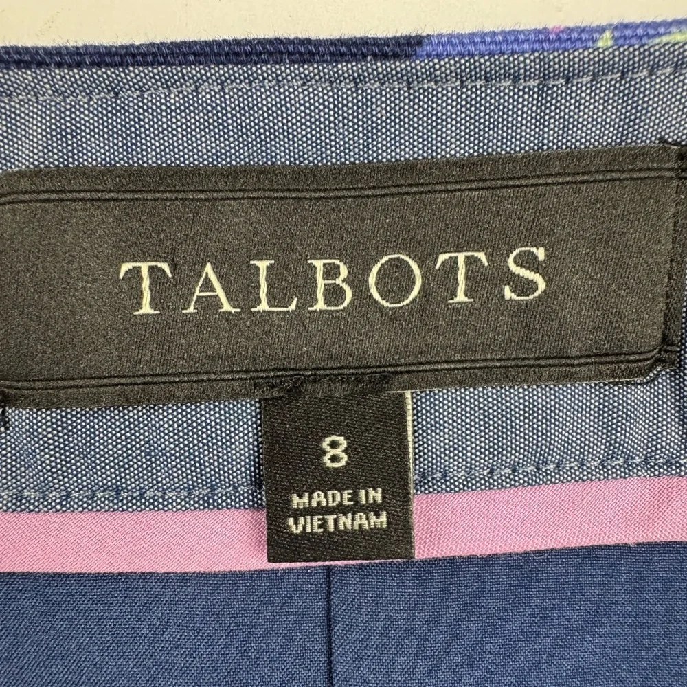 Talbots Navy Floral paisley canvas pencil skirt size 8